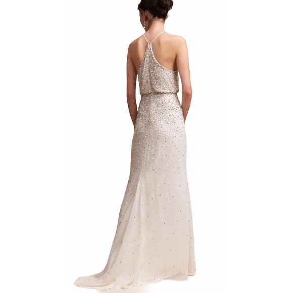 New BHLDN Rian 2 & 12 Off White Embellished Beads Pearls Chiffon Wedding Gown - Picture 10 of 10